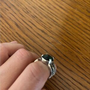 Elegant sterling Silver and Green Stone Ring